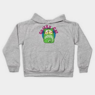 Quirky Cat Green Smiling Cat Kids Hoodie